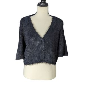 La Femme Cropped Black Sweater